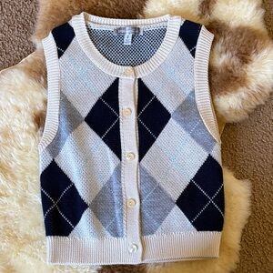 Urban Outfitters Argyle Knit Sweater Vest - Black and Cream